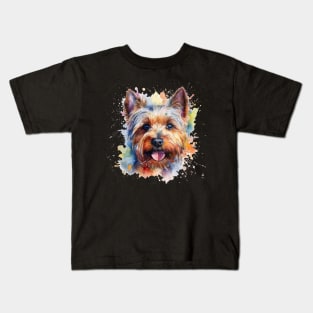 Yorkie Yorkshire Terrier Bright Watercolor Painting Kids T-Shirt